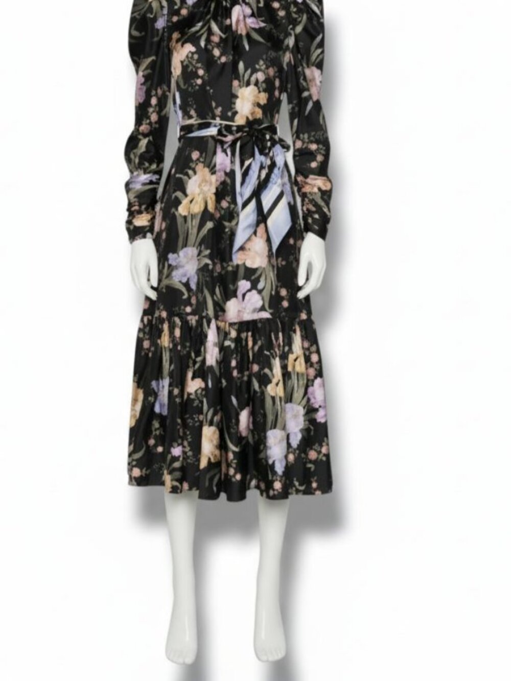 Zimmermann Women's Black Eden Gathered Midi Dress Petite Size 0P